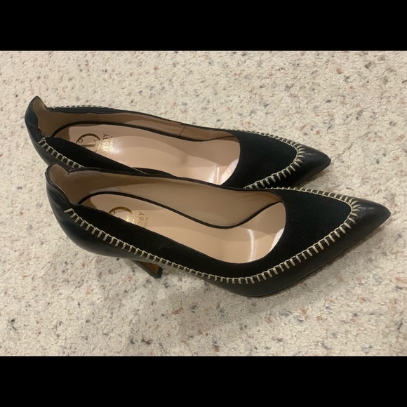 Black leather and suede heels size 7 - Picture 3 of 5